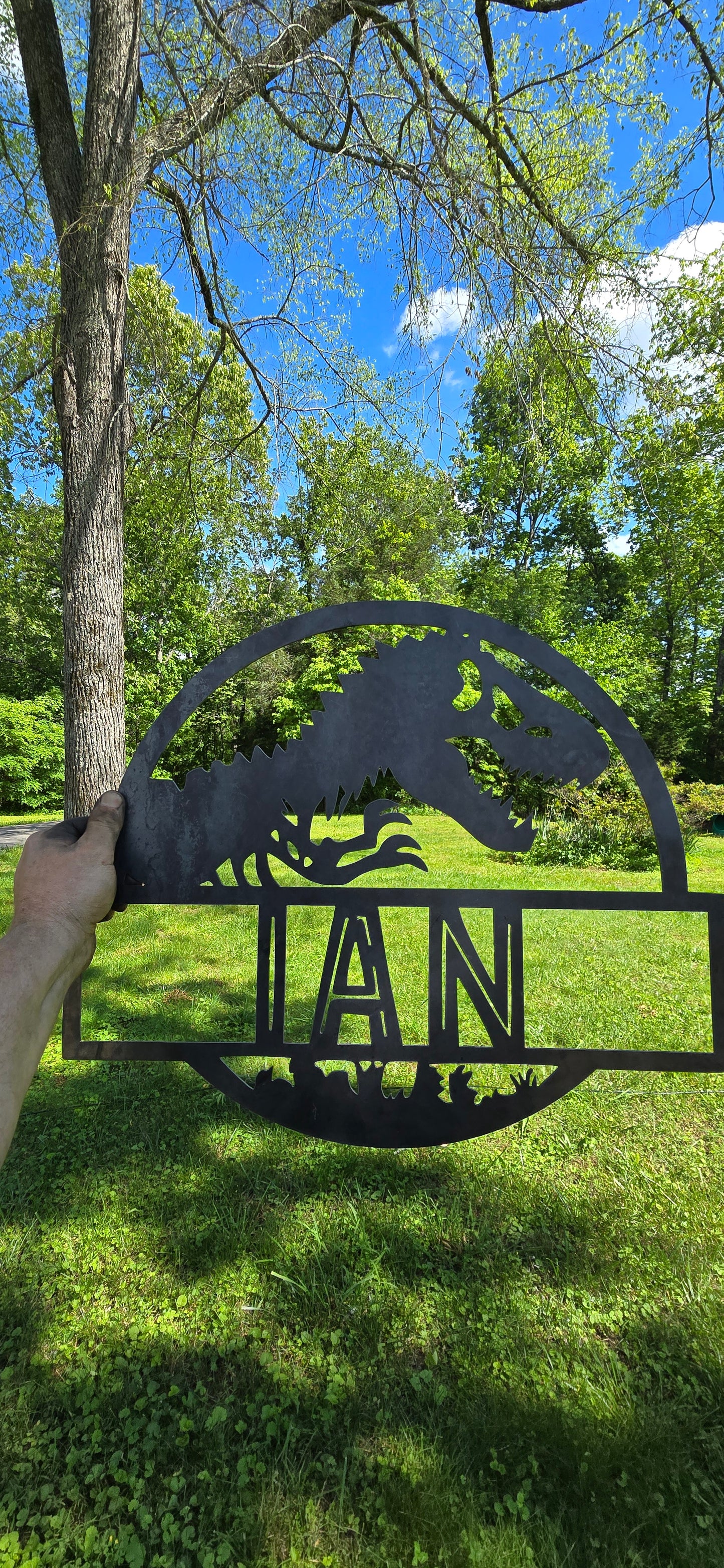 Custom Jurassic Park Dinosaur Name Sign – Personalized Metal Wall Art for Kids, Bedroom, or Nursery