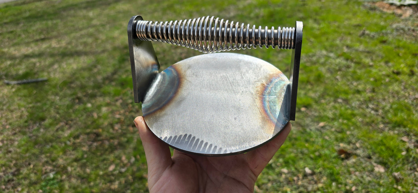 Hand-Forged Burger Smasher – Heavy Steel Smash Burger Press for Griddle & Cast Iron Cooking | Blacksmith-Made Grill Tool