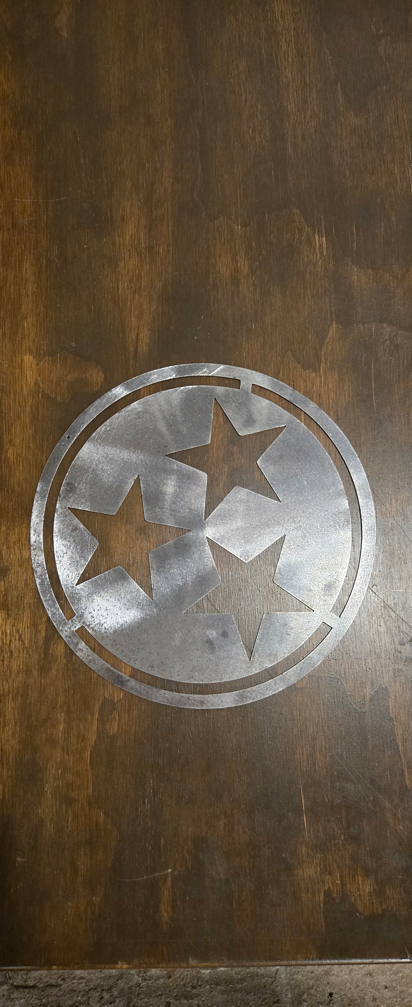 Tennessee Tri-Star Metal Wall Art – Handmade State Flag Sign for Home, Office, or Gift