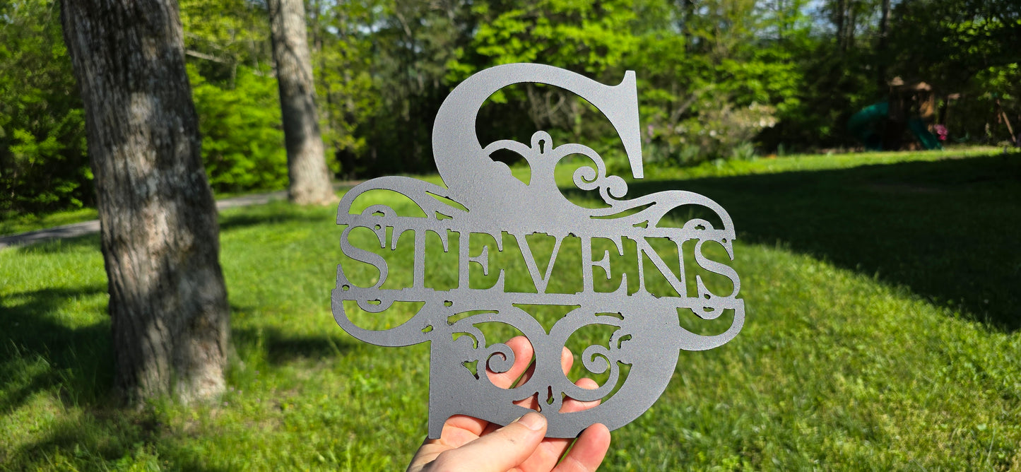 Personalized Metal Initial House Sign - Last Name Sign Available in Various Styles