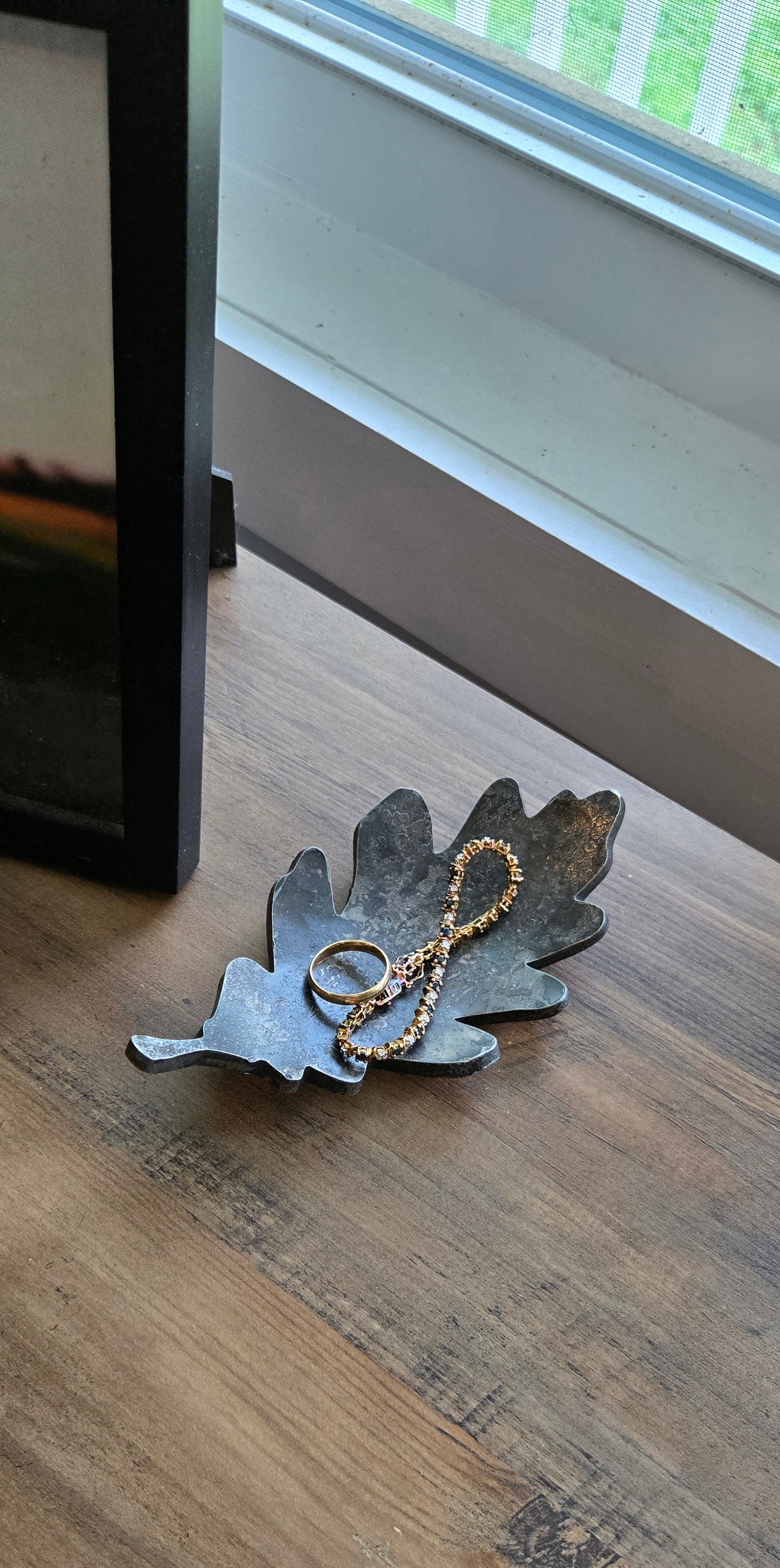 Leaf Bowl - Rustic Steel Catchall Dish for Keys, Coins & Jewelry | 6th or 11th Anniversary Gift