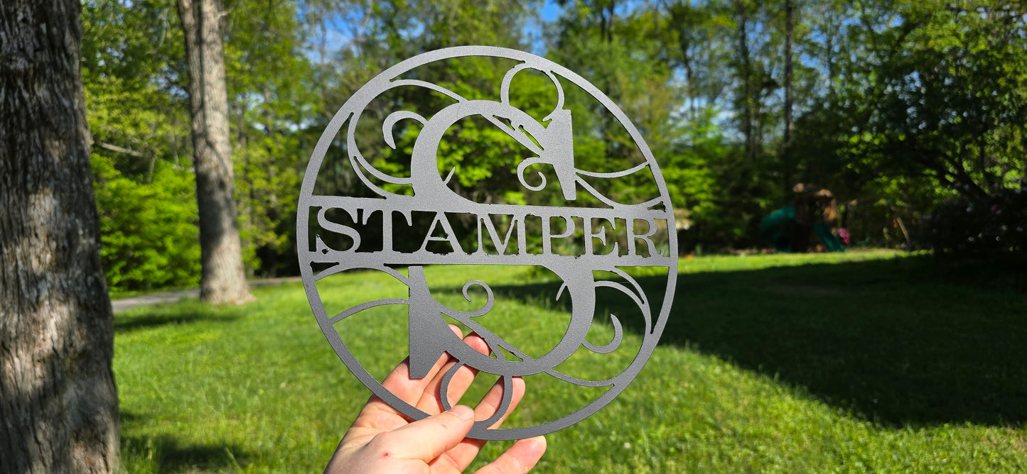 Personalized Metal Initial House Sign - Last Name Sign Available in Various Styles