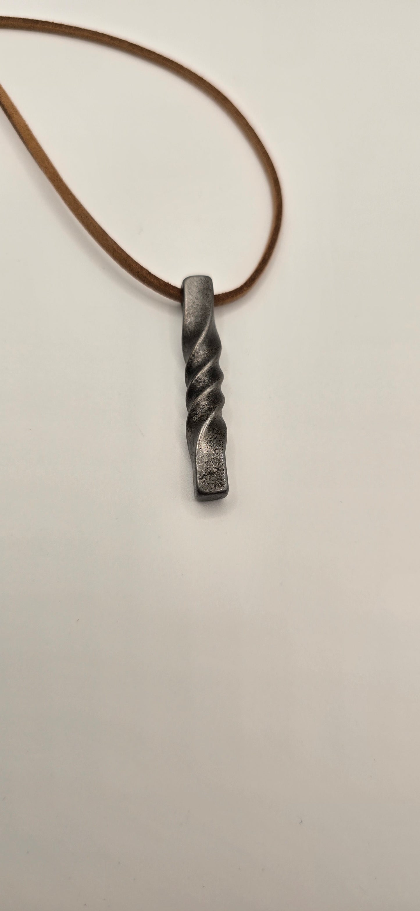 Hand-Forged Twisted Steel Pendant Necklace – Rustic Blacksmith Jewelry with Simple Twist Pendant (C)