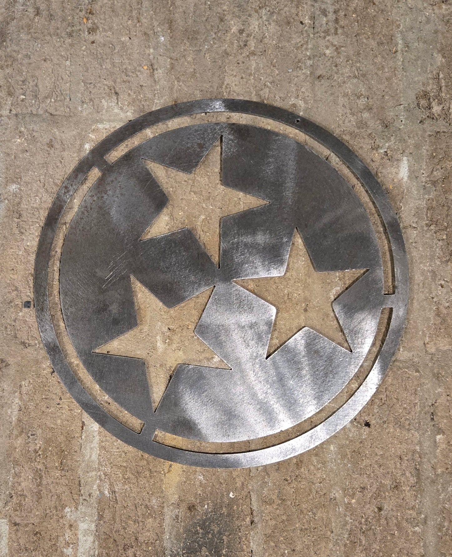 Tennessee Tri-Star Metal Wall Art – Handmade State Flag Sign for Home, Office, or Gift