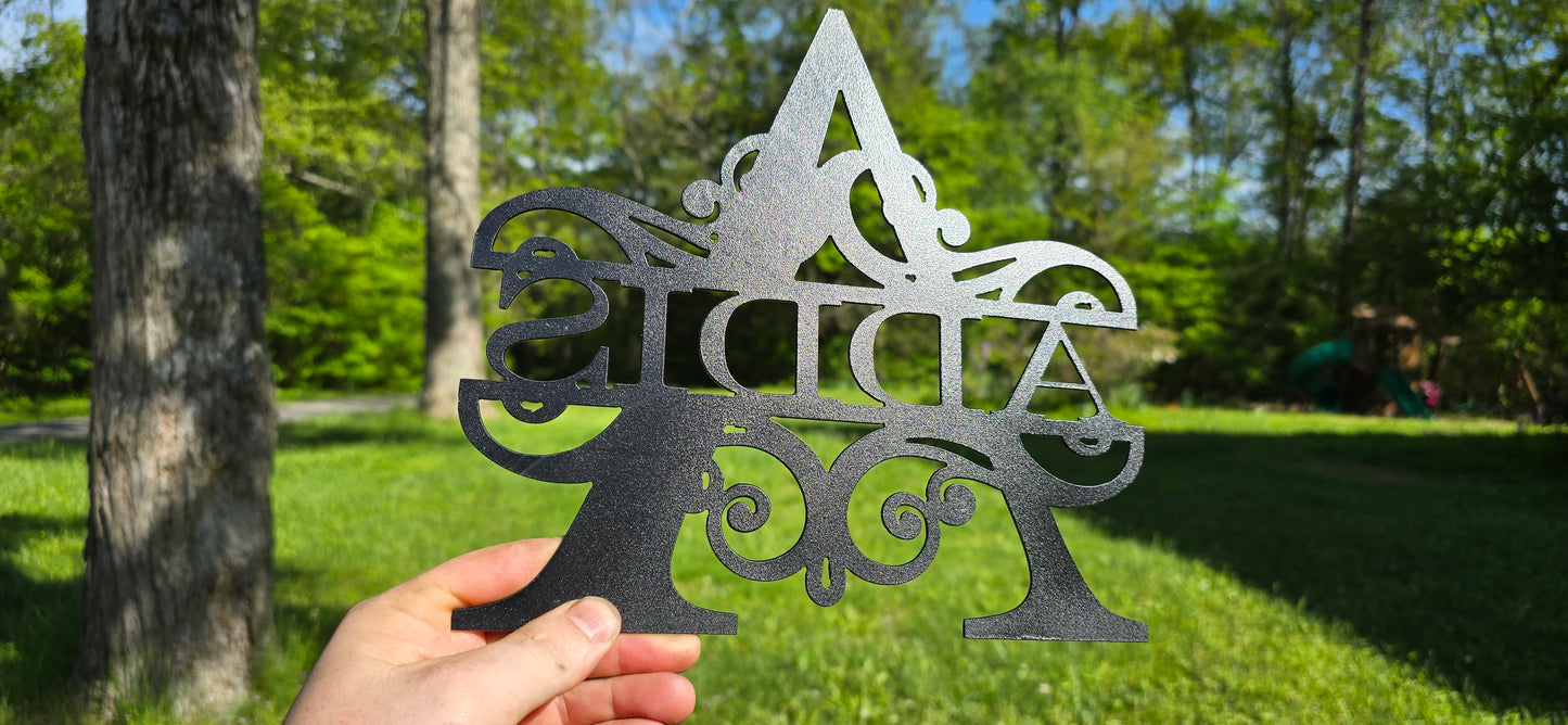 Personalized Metal Initial House Sign - Last Name Sign Available in Various Styles