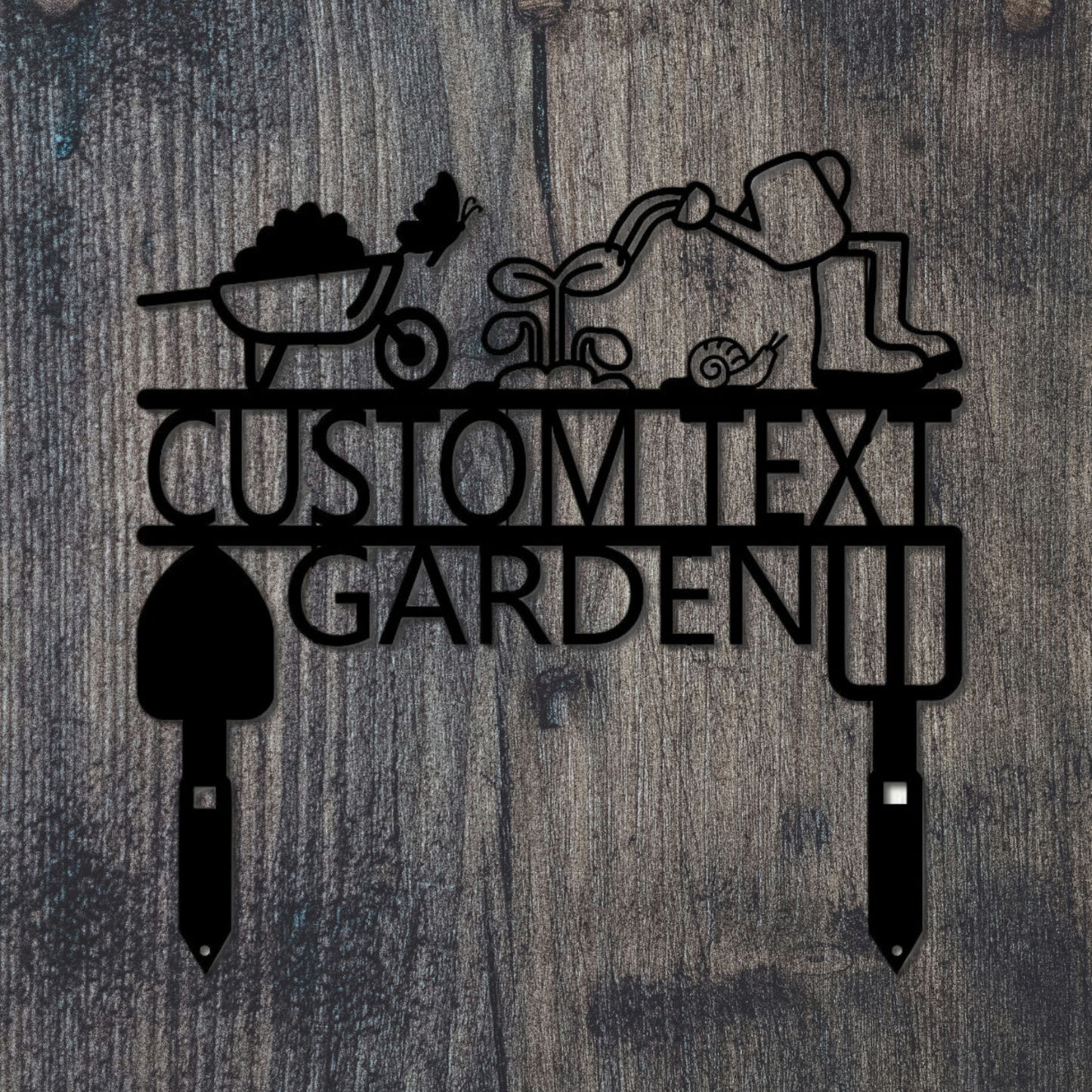 Custom Garden Sign with Personalized Text – Decorative Metal Yard Stake for Gardeners