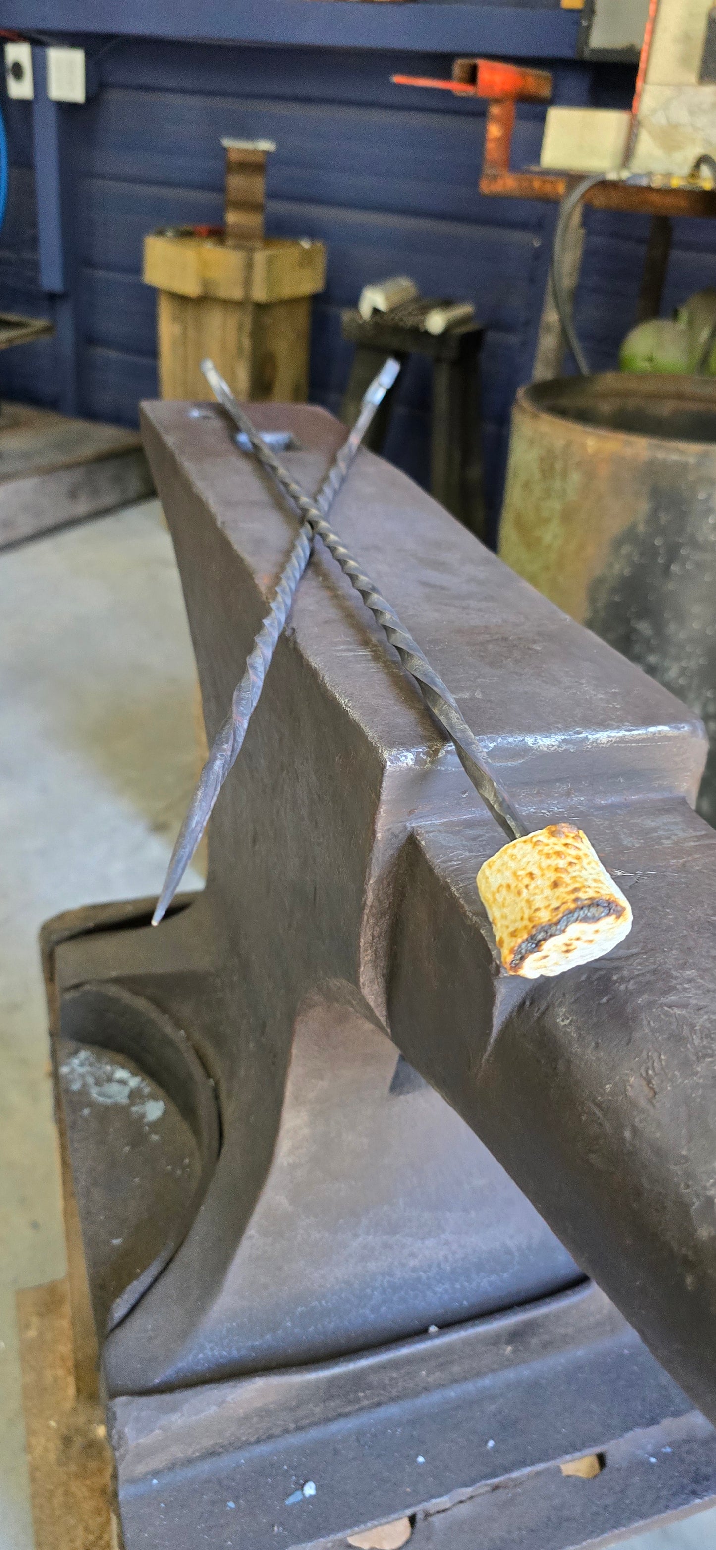 Hand-Forged Campfire Roaster – Heavy Duty Marshmallow & Hot Dog Stick for Open Fire Cooking | Blacksmith-Made Fire Pit Tool