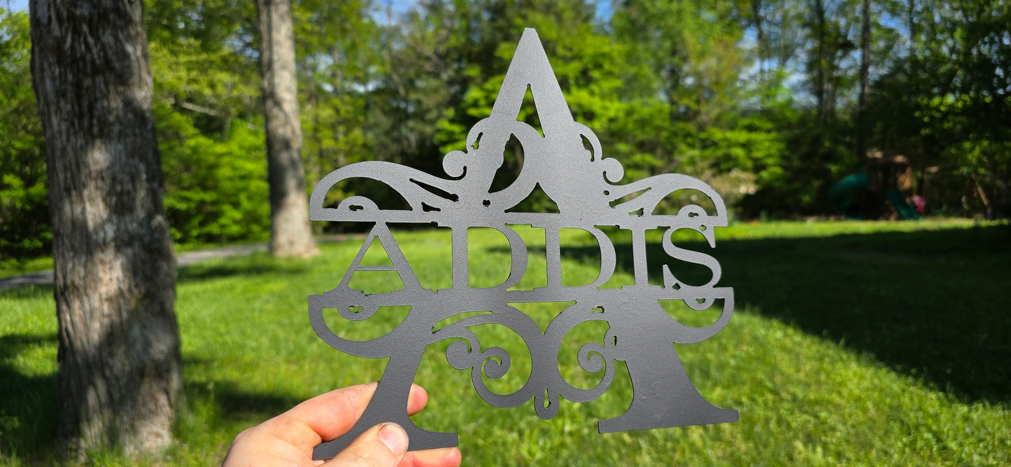 Personalized Metal Initial House Sign - Last Name Sign Available in Various Styles