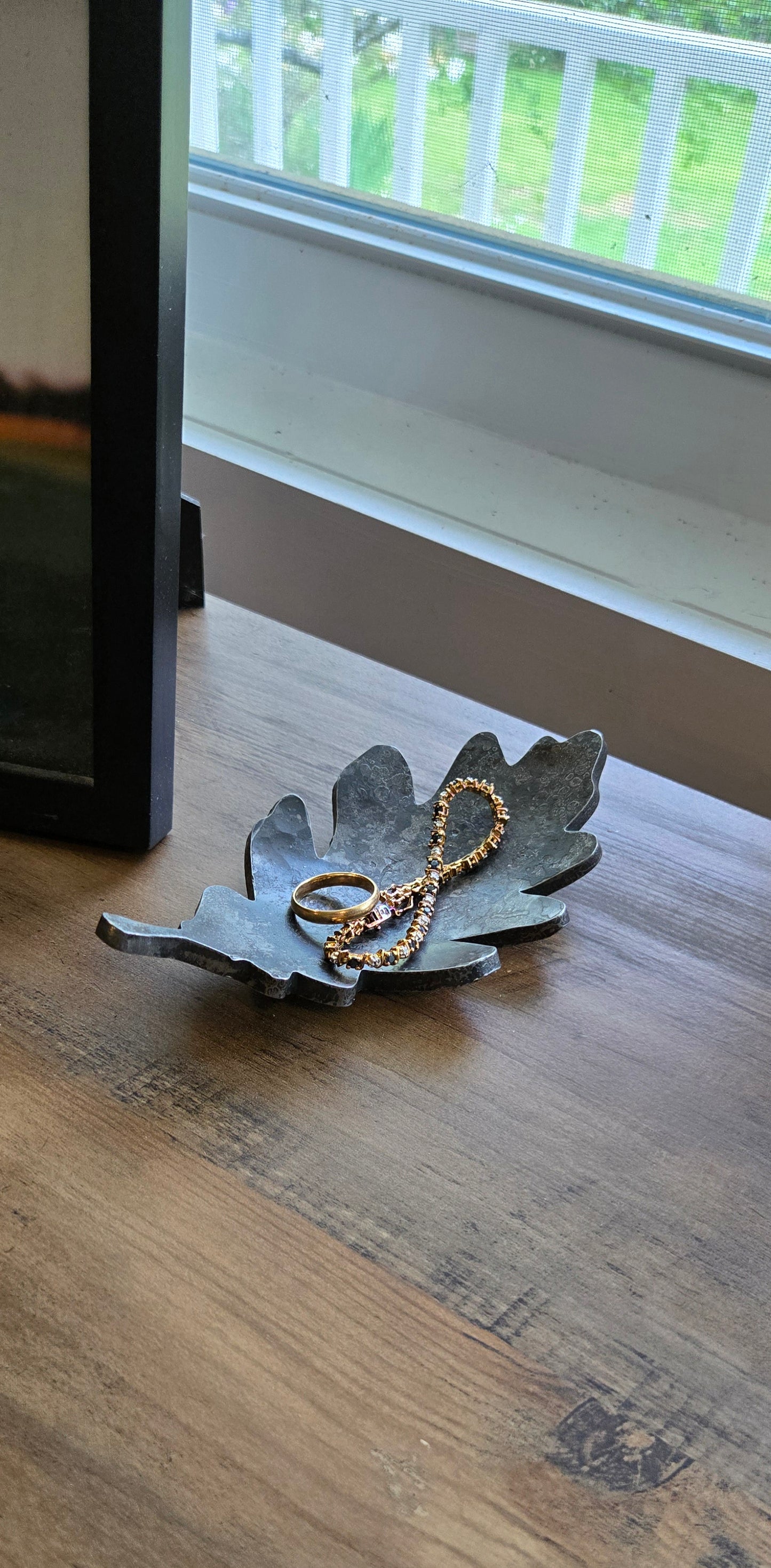 Leaf Bowl - Rustic Steel Catchall Dish for Keys, Coins & Jewelry | 6th or 11th Anniversary Gift