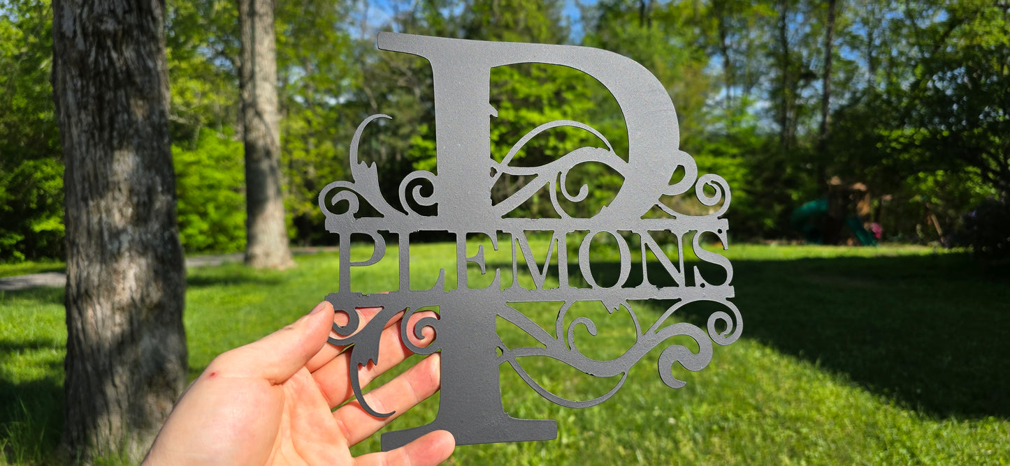 Personalized Metal Initial House Sign - Last Name Sign Available in Various Styles