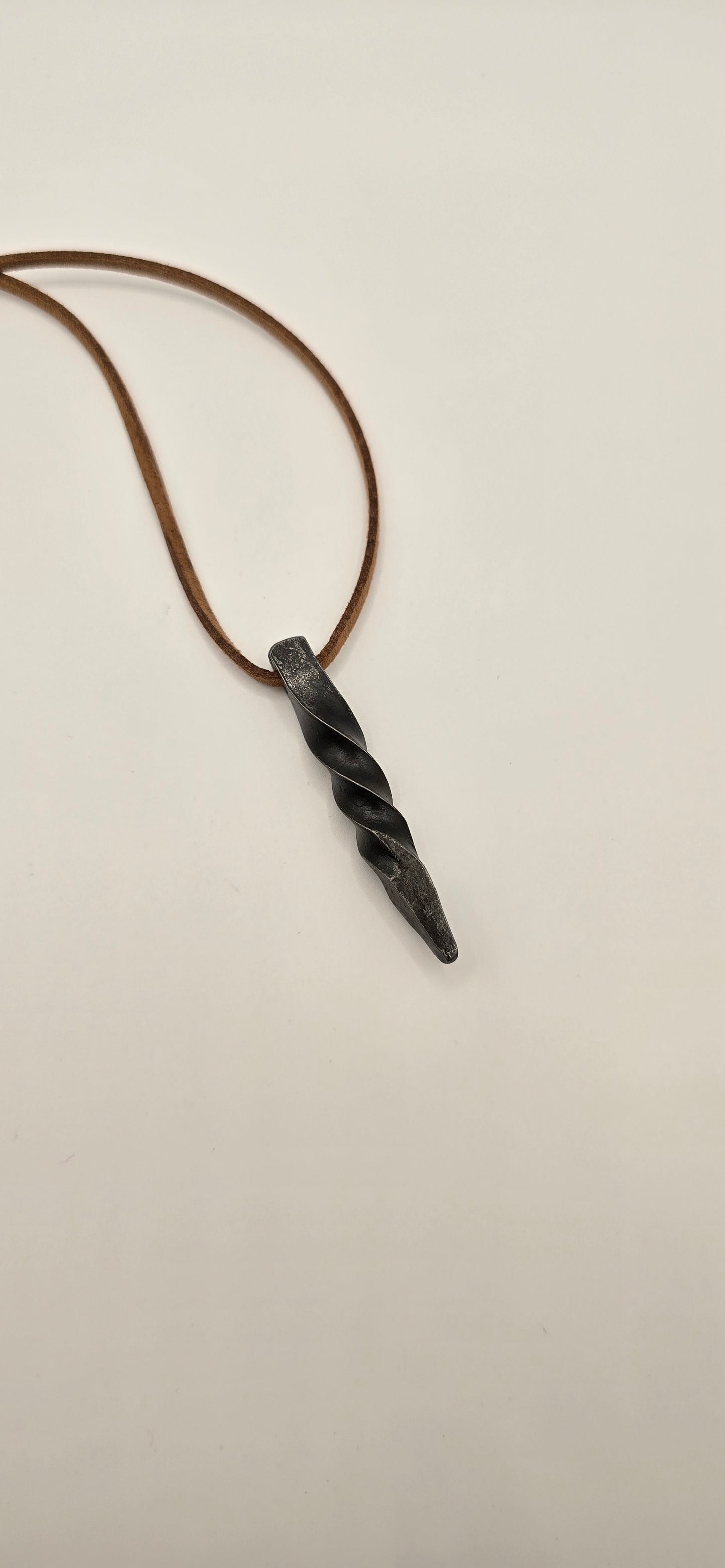 Beautiful Hand Forged Pendant Necklace - Rustic Blacksmith Jewelry with Simple Twisted Pendant