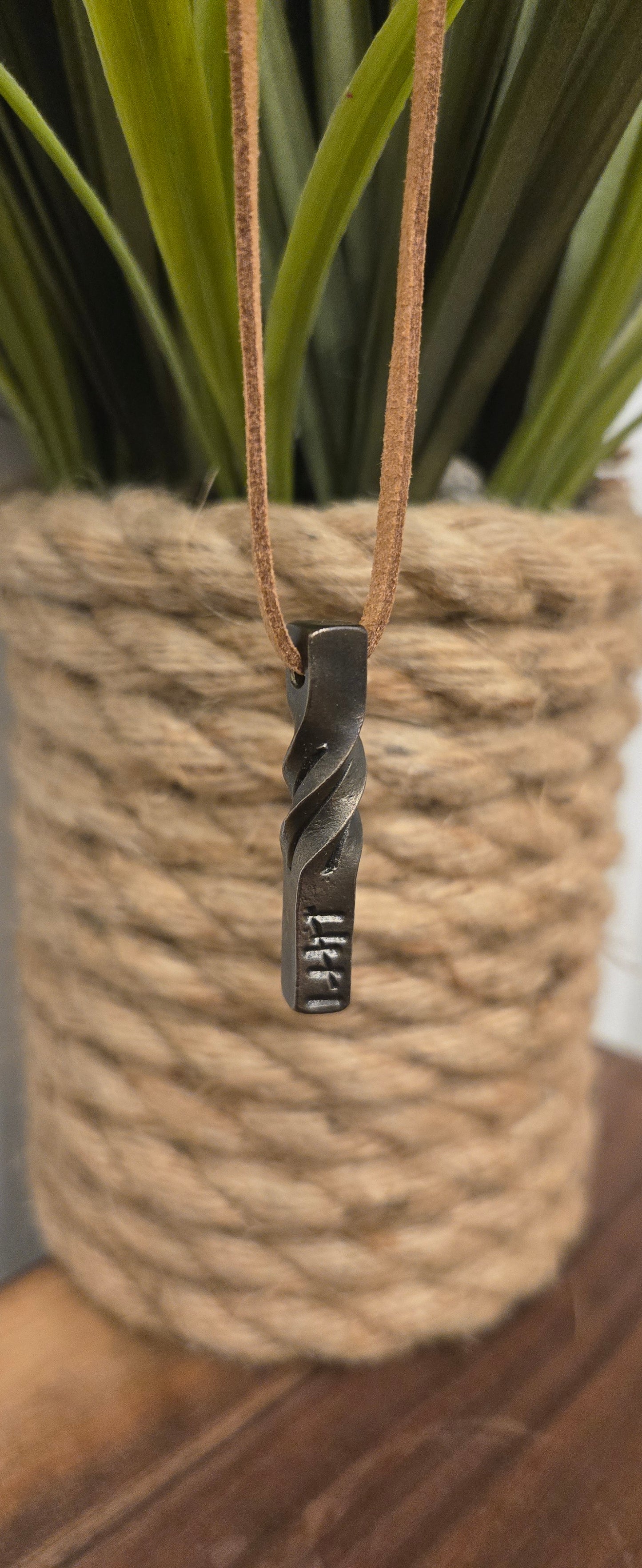 Hand Forged 6th Anniversary Pendant | Twisted Iron Necklace | Hash Marks for Years Together | Rustic Gift for Him or Her