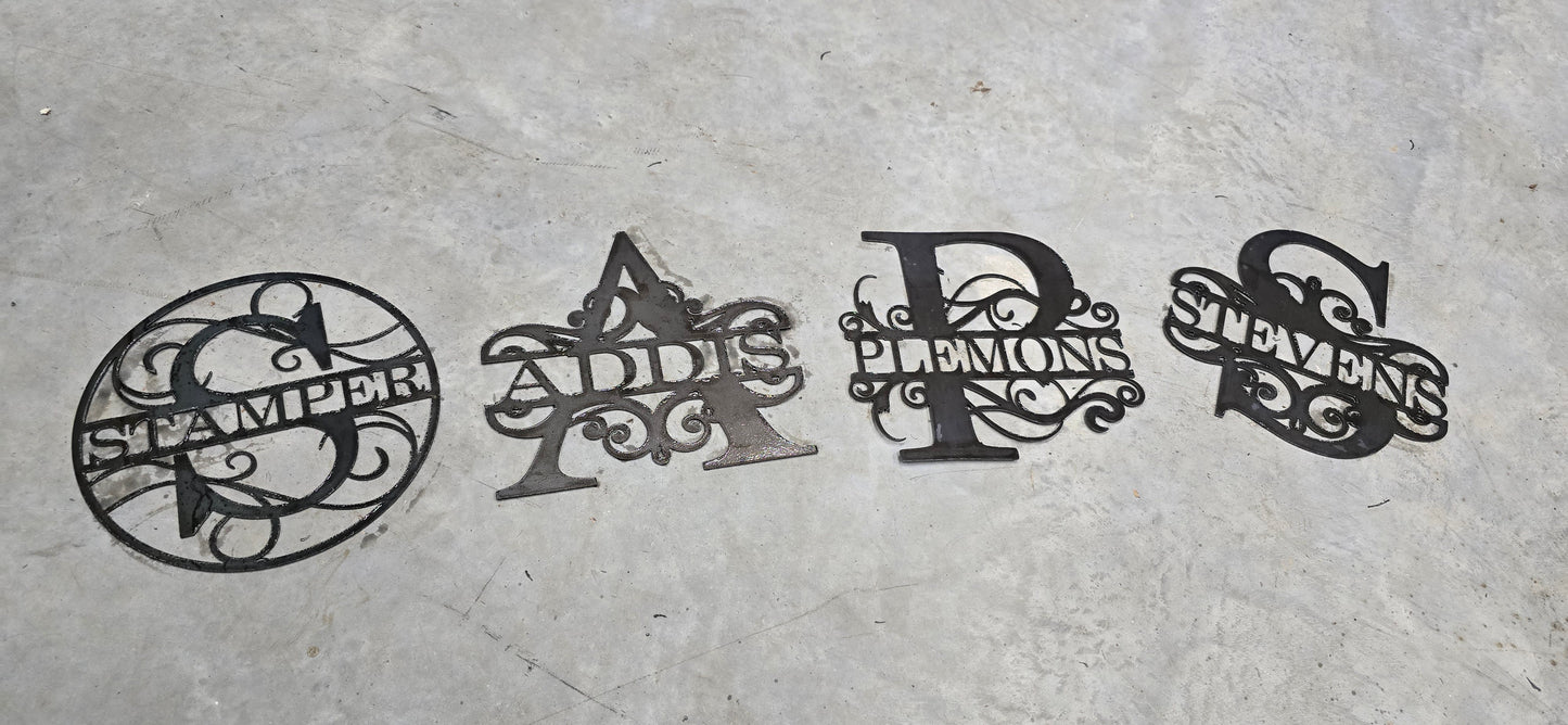 Personalized Metal Initial House Sign - Last Name Sign Available in Various Styles