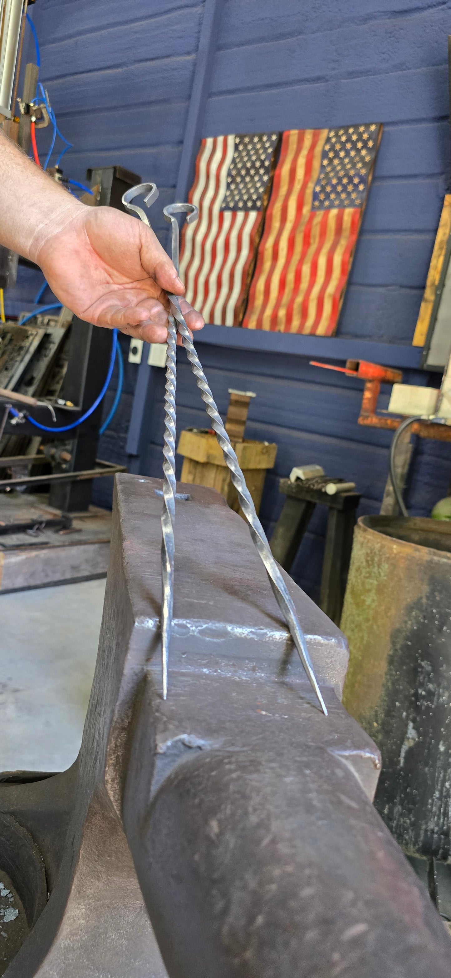 Hand-Forged Campfire Roaster – Heavy Duty Marshmallow & Hot Dog Stick for Open Fire Cooking | Blacksmith-Made Fire Pit Tool