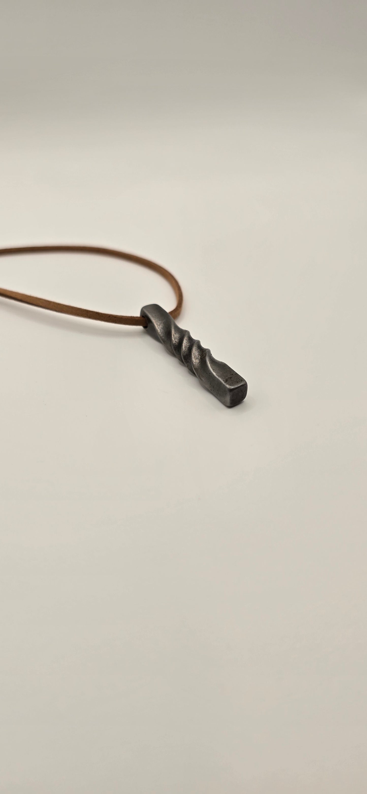 Hand-Forged Twisted Steel Pendant Necklace – Rustic Blacksmith Jewelry with Simple Twist Pendant