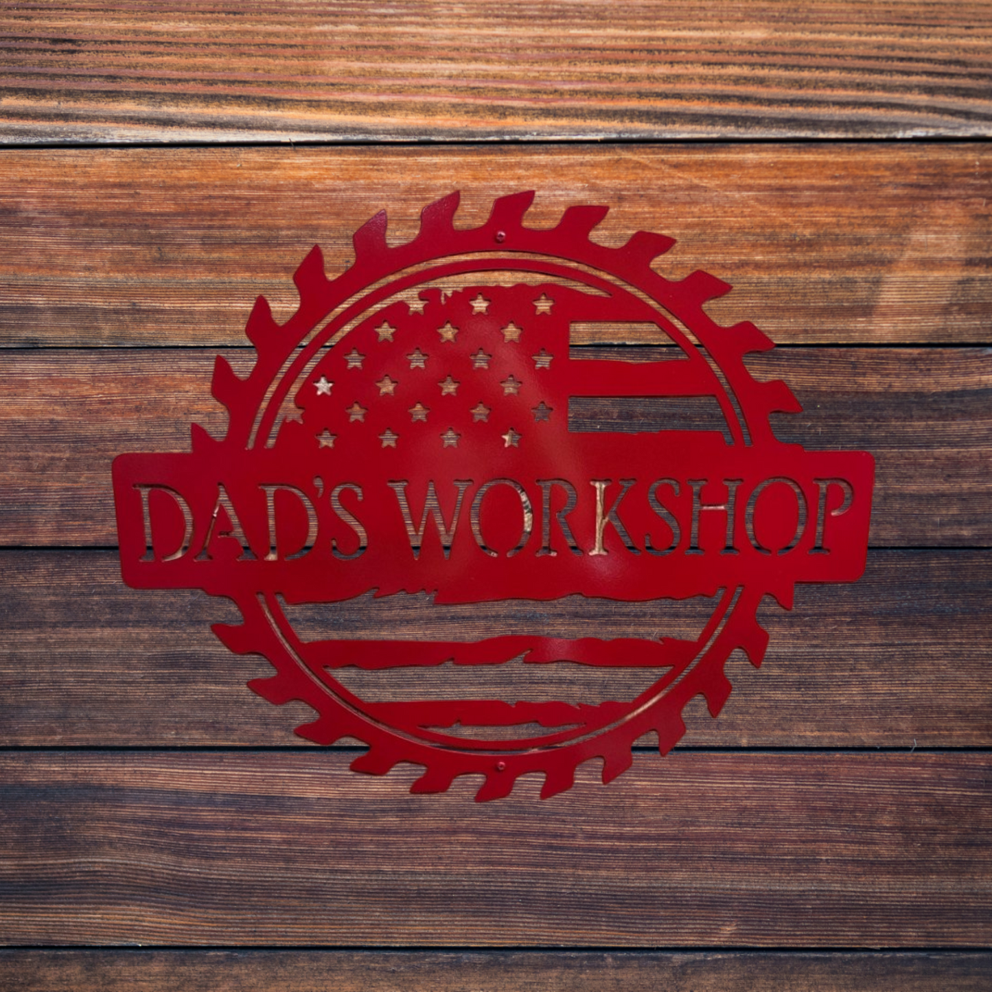 Custom American Flag Metal Workshop Sign – Personalized Name Shop Decor, Patriotic Garage Wall Art