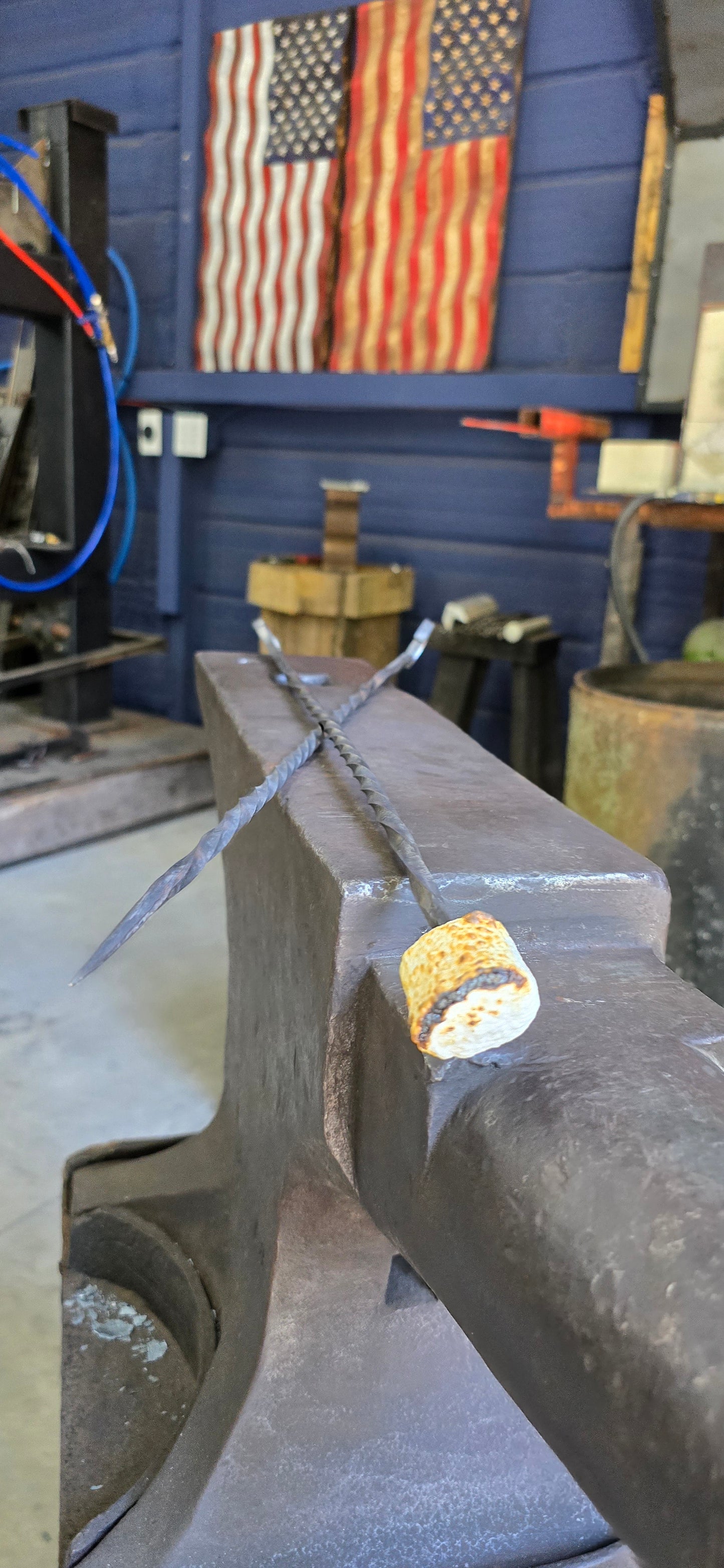 Hand-Forged Campfire Roaster – Heavy Duty Marshmallow & Hot Dog Stick for Open Fire Cooking | Blacksmith-Made Fire Pit Tool