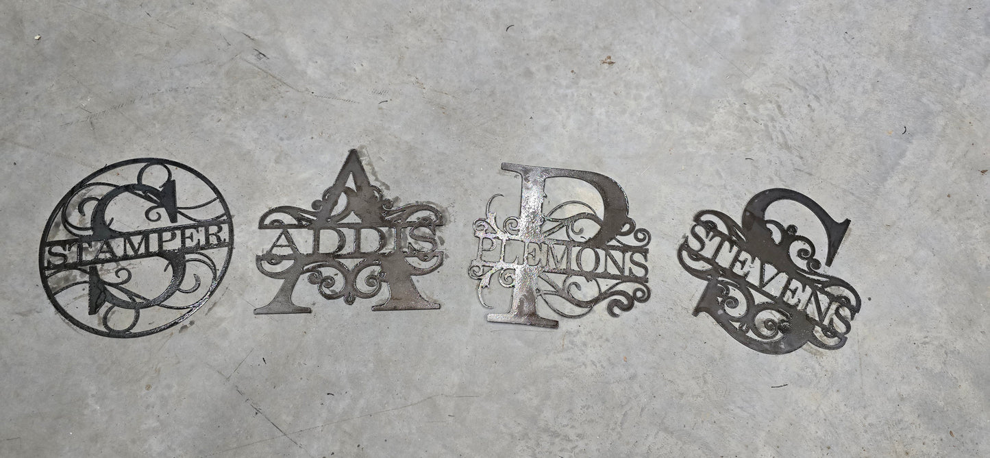Personalized Metal Initial House Sign - Last Name Sign Available in Various Styles
