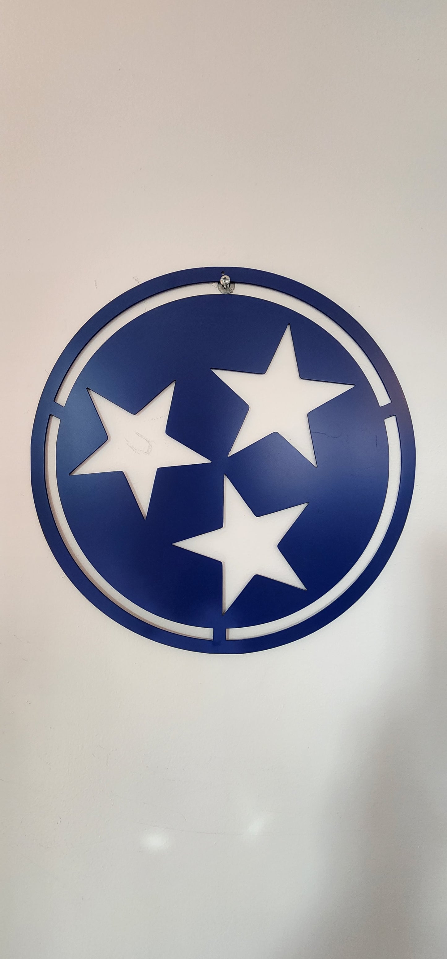 Tennessee Tri-Star Metal Wall Art – Handmade State Flag Sign for Home, Office, or Gift