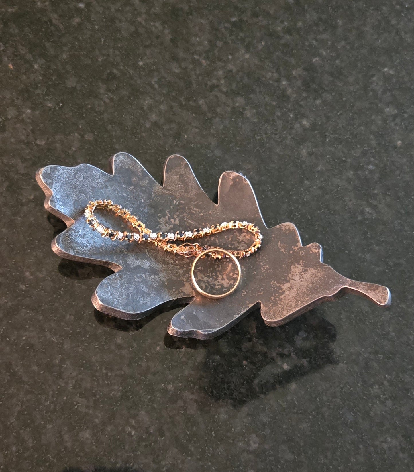 Leaf Bowl - Rustic Steel Catchall Dish for Keys, Coins & Jewelry | 6th or 11th Anniversary Gift