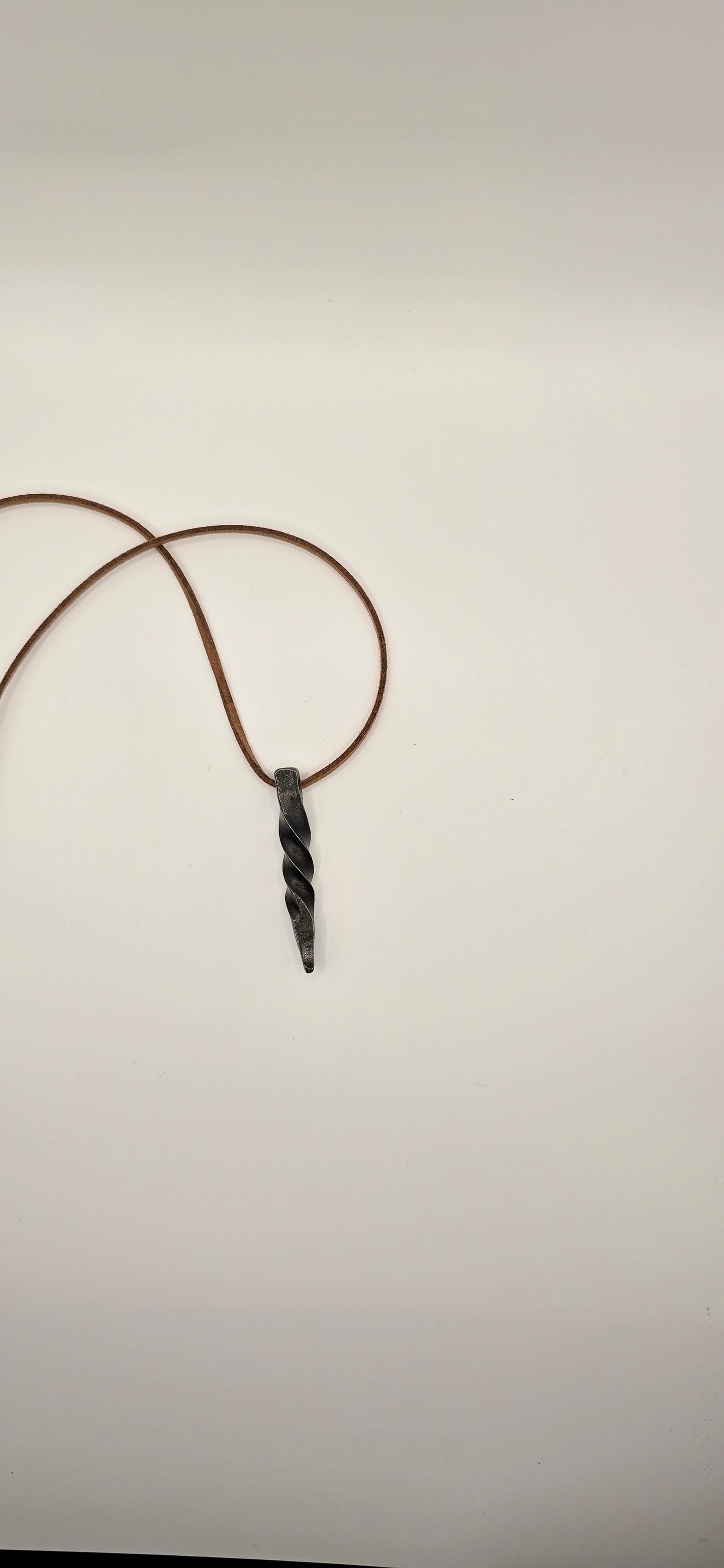 Beautiful Hand Forged Pendant Necklace - Rustic Blacksmith Jewelry with Simple Twisted Pendant
