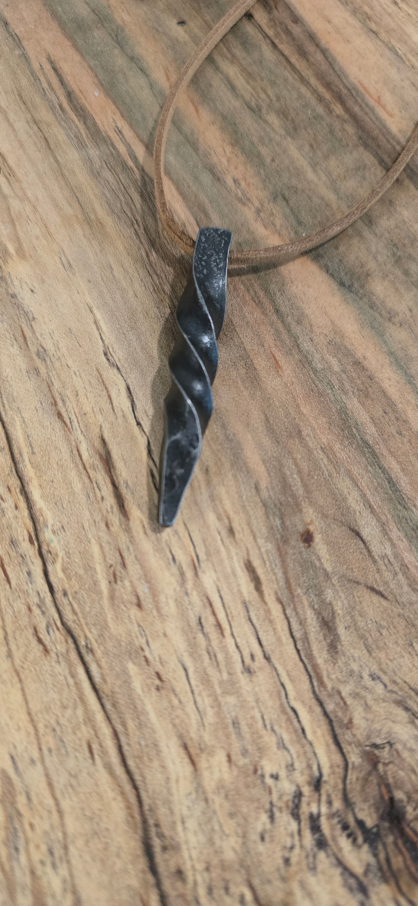 Beautiful Hand Forged Pendant Necklace - Rustic Blacksmith Jewelry with Simple Twisted Pendant