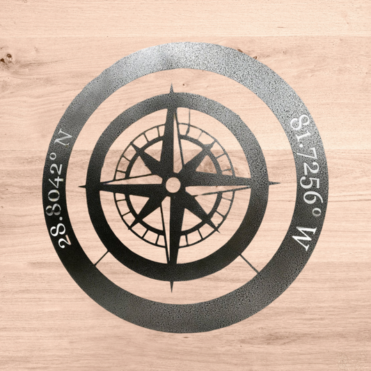 Personalized Compass Metal Sign – Custom Name Outdoor Decor, Nautical Metal Wall Art, Cabin, Lakehouse, or RV Gift