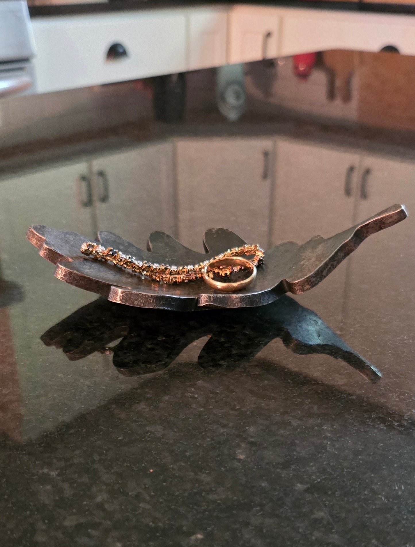Leaf Bowl - Rustic Steel Catchall Dish for Keys, Coins & Jewelry | 6th or 11th Anniversary Gift