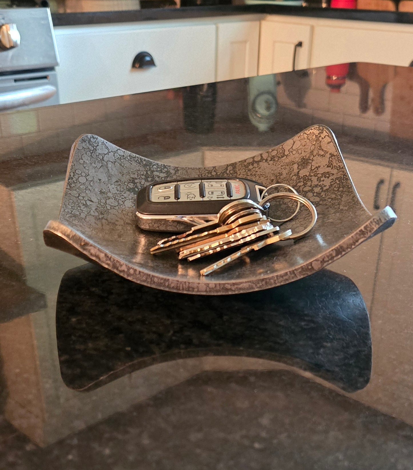 Square Hand-Forged Iron Key Bowl – Rustic Catchall Tray | Iron Anniversary Gift for Him or Her | Industrial Home Accent