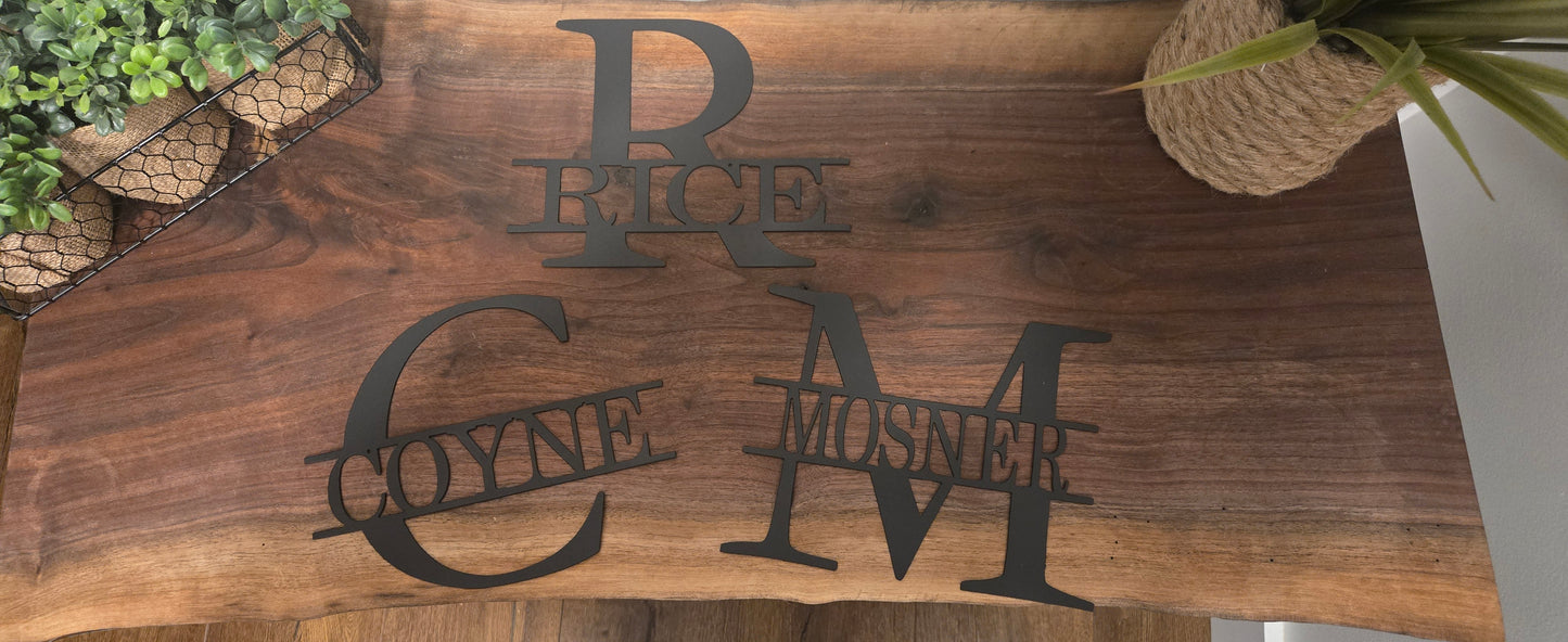 Custom Metal Family Name Sign – Personalized Last Name Initial Wall Décor – Outdoor or Indoor Farmhouse Style