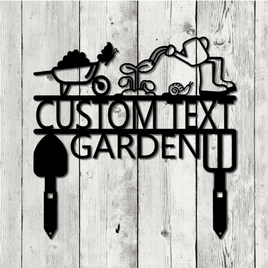 Custom Garden Sign with Personalized Text – Decorative Metal Yard Stake for Gardeners