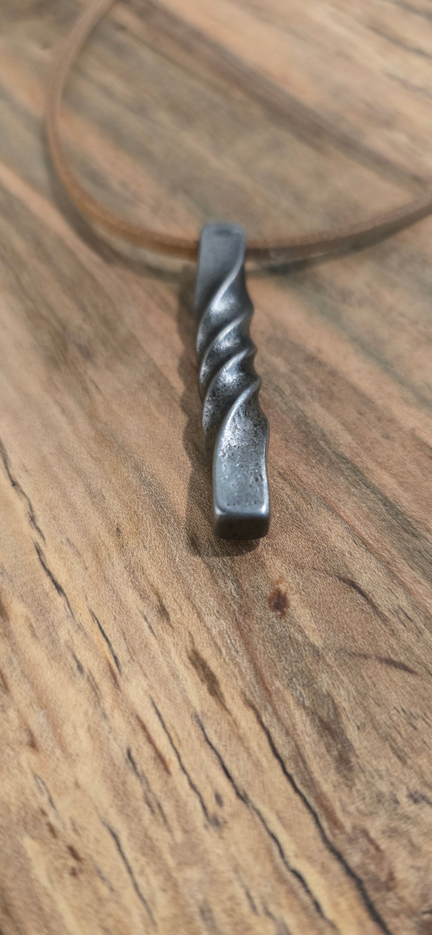 Hand-Forged Twisted Steel Pendant Necklace – Rustic Blacksmith Jewelry with Simple Twist Pendant