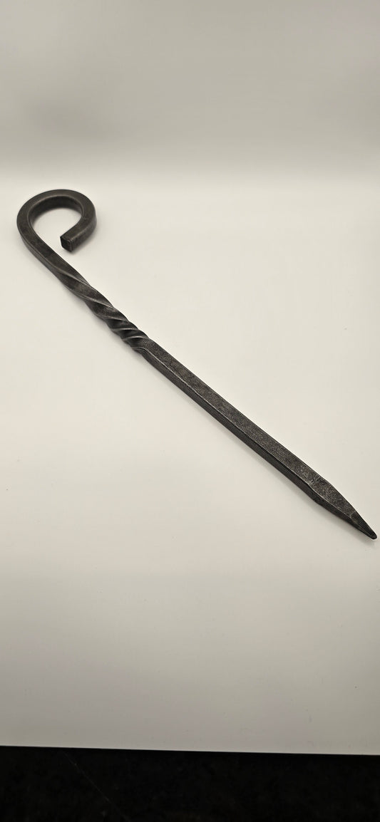 Hand Forged Tent Stake – Rustic Camping Gear | Twisted or Plain with Curled End | Durable Outdoor Stake