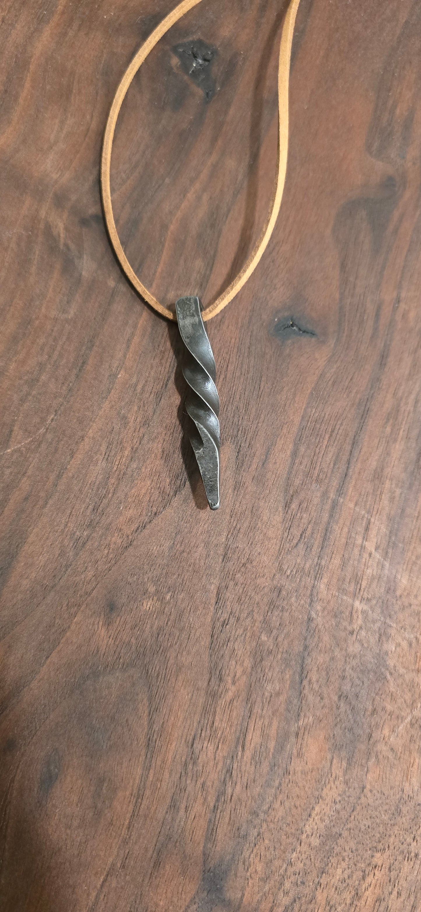 Beautiful Hand Forged Pendant Necklace - Rustic Blacksmith Jewelry with Simple Twisted Pendant