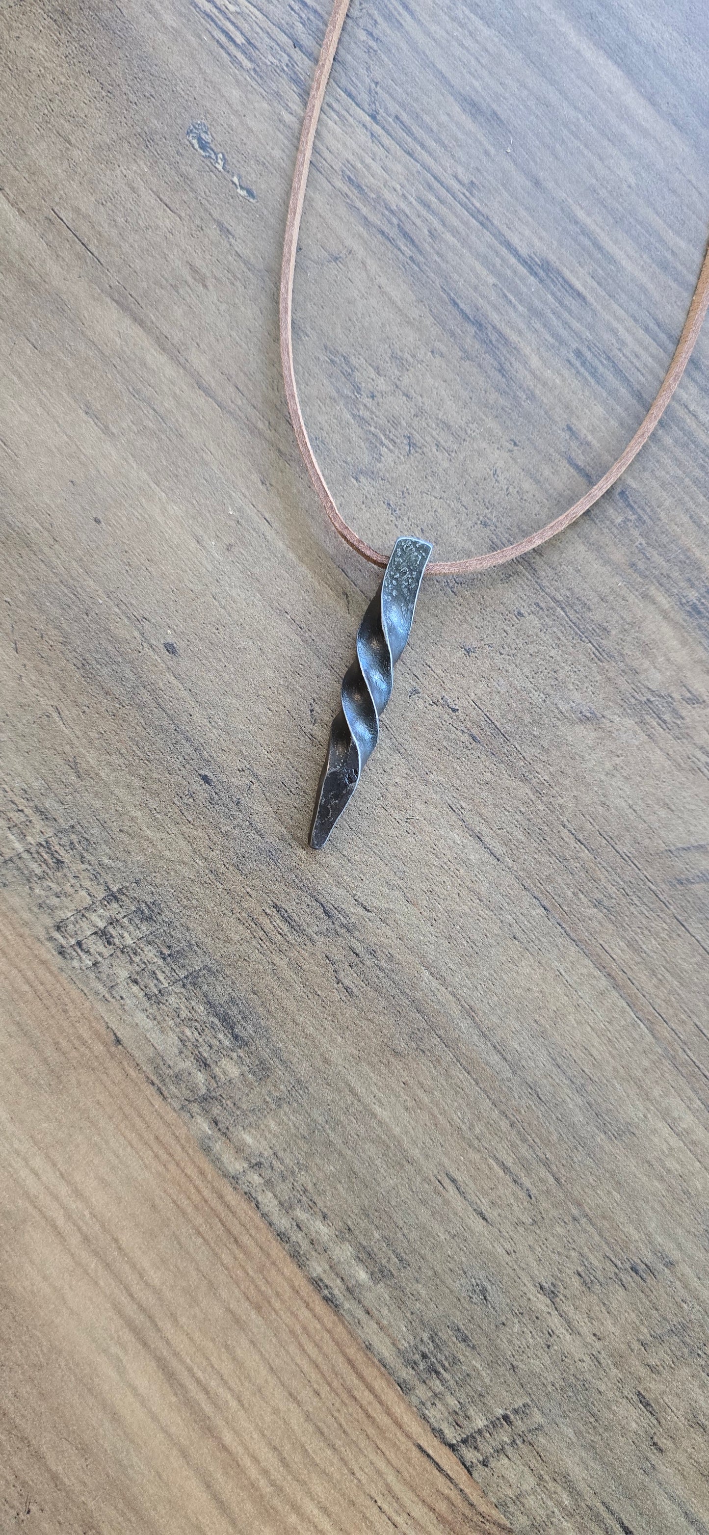 Beautiful Hand Forged Pendant Necklace - Rustic Blacksmith Jewelry with Simple Twisted Pendant