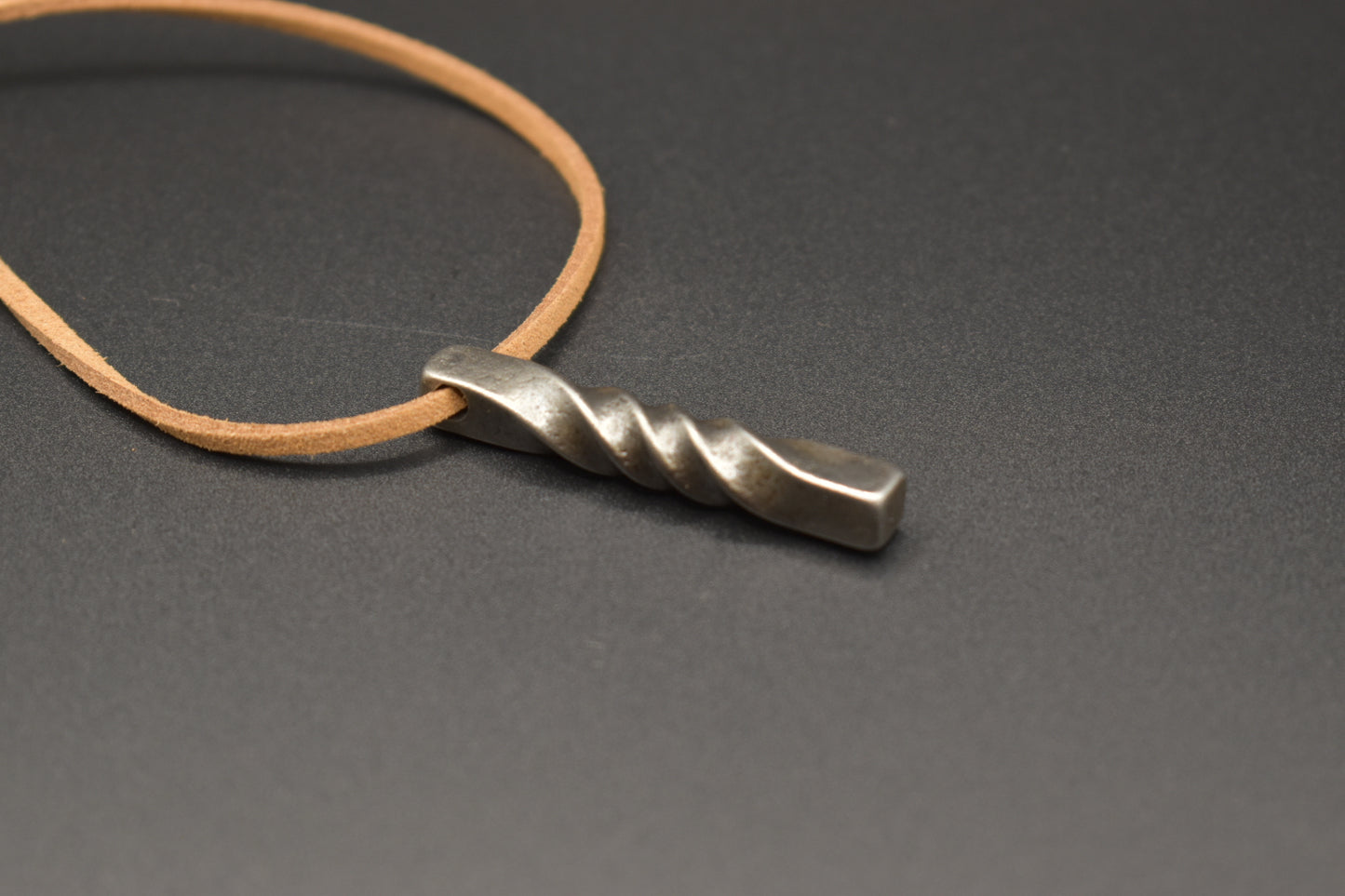 Hand-Forged Twisted Steel Pendant Necklace – Rustic Blacksmith Jewelry with Simple Twist Pendant