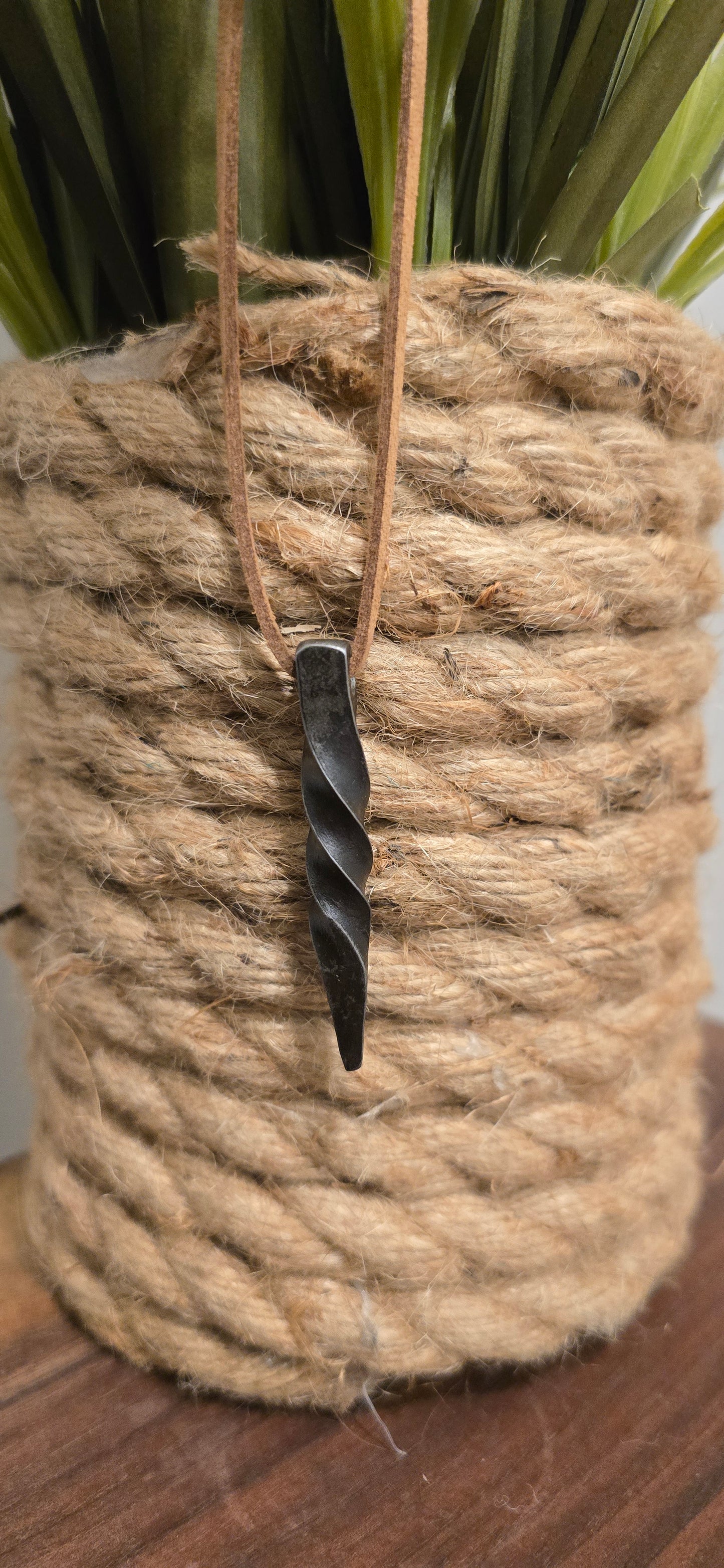 Beautiful Hand Forged Pendant Necklace - Rustic Blacksmith Jewelry with Simple Twisted Pendant