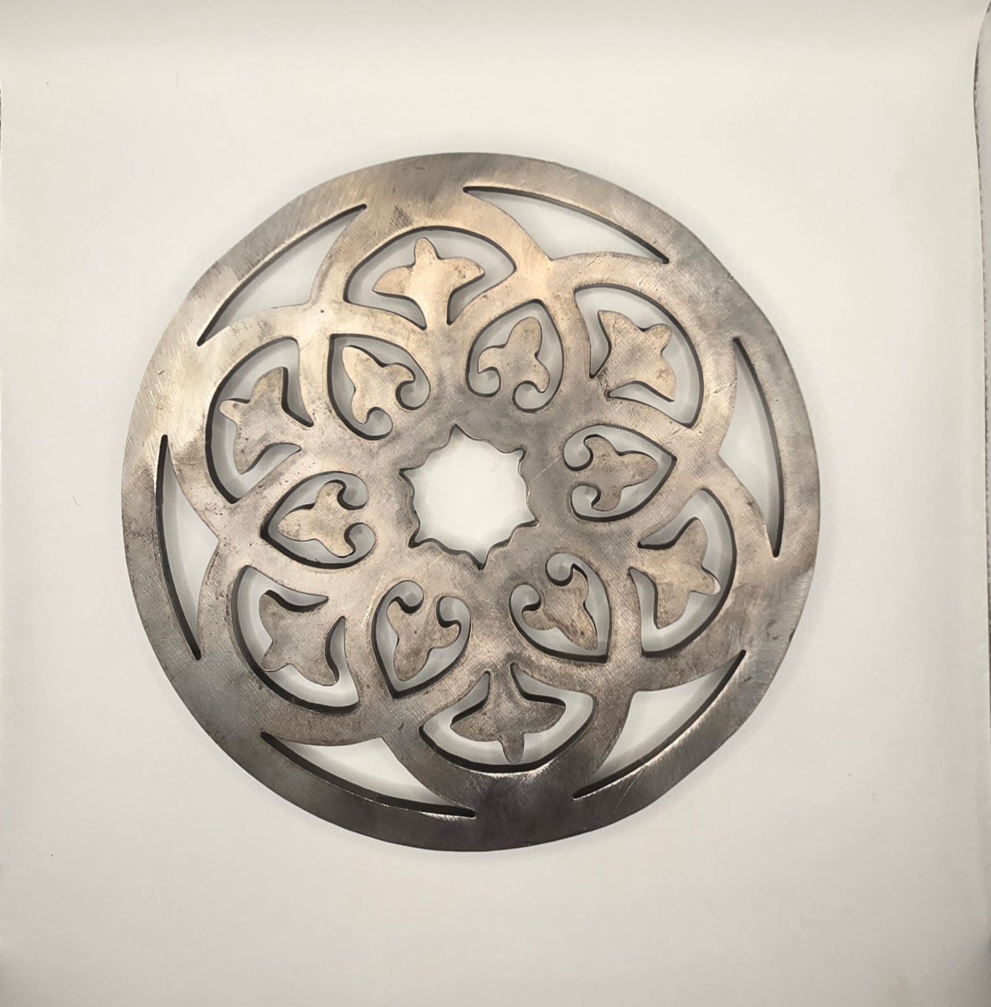 Handcrafted Metal Trivet – CNC Cut Steel Decorative Hot Plate, Rustic Table Protector, Gothic Floral Pattern, Industrial Kitchen Décor, Made in USA