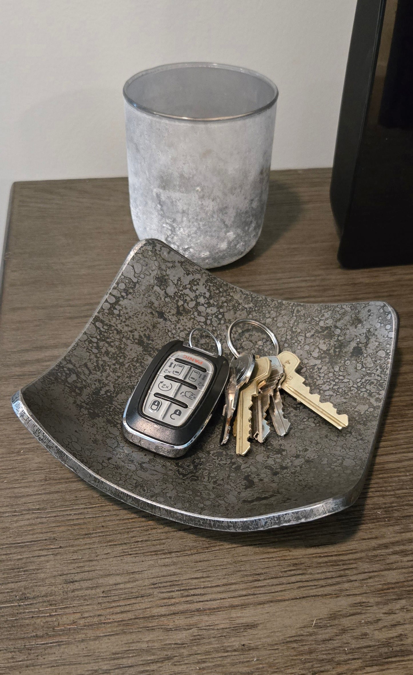 Square Hand-Forged Iron Key Bowl – Rustic Catchall Tray | Iron Anniversary Gift for Him or Her | Industrial Home Accent