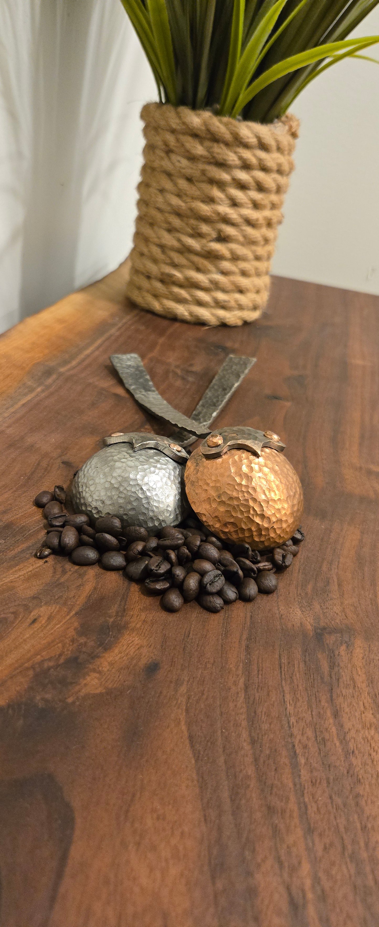 Hand-Forged Metal Coffee Scoop – Artisan Steel Measuring Spoon with Hammered Finish – Rustic Kitchen Tool