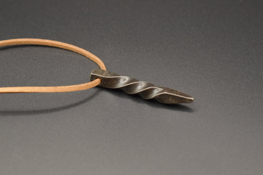 Beautiful Hand Forged Pendant Necklace - Rustic Blacksmith Jewelry with Simple Twisted Pendant