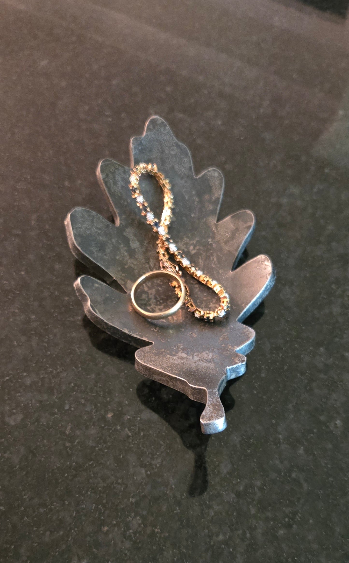 Leaf Bowl - Rustic Steel Catchall Dish for Keys, Coins & Jewelry | 6th or 11th Anniversary Gift