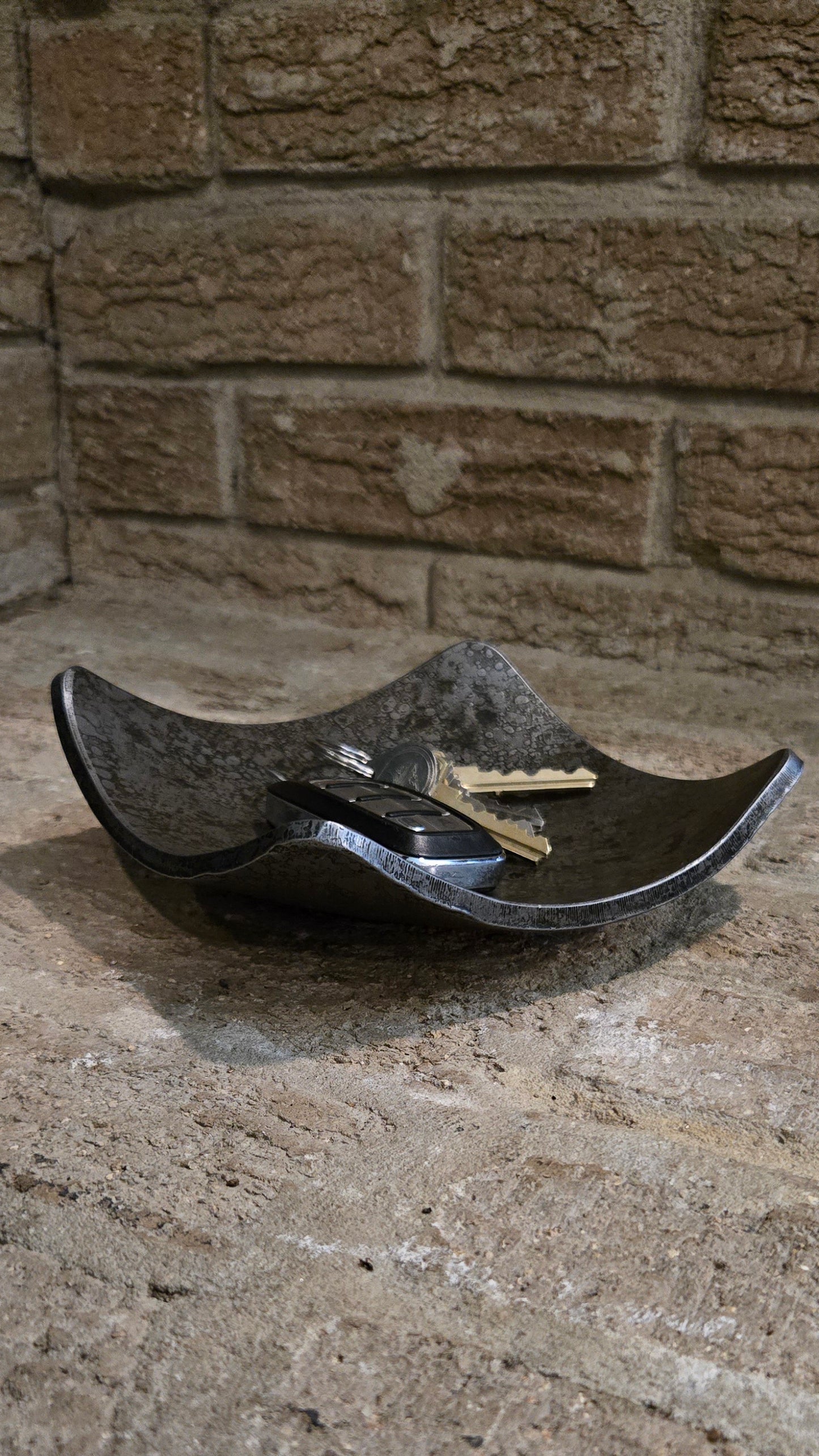 Square Hand-Forged Iron Key Bowl – Rustic Catchall Tray | Iron Anniversary Gift for Him or Her | Industrial Home Accent