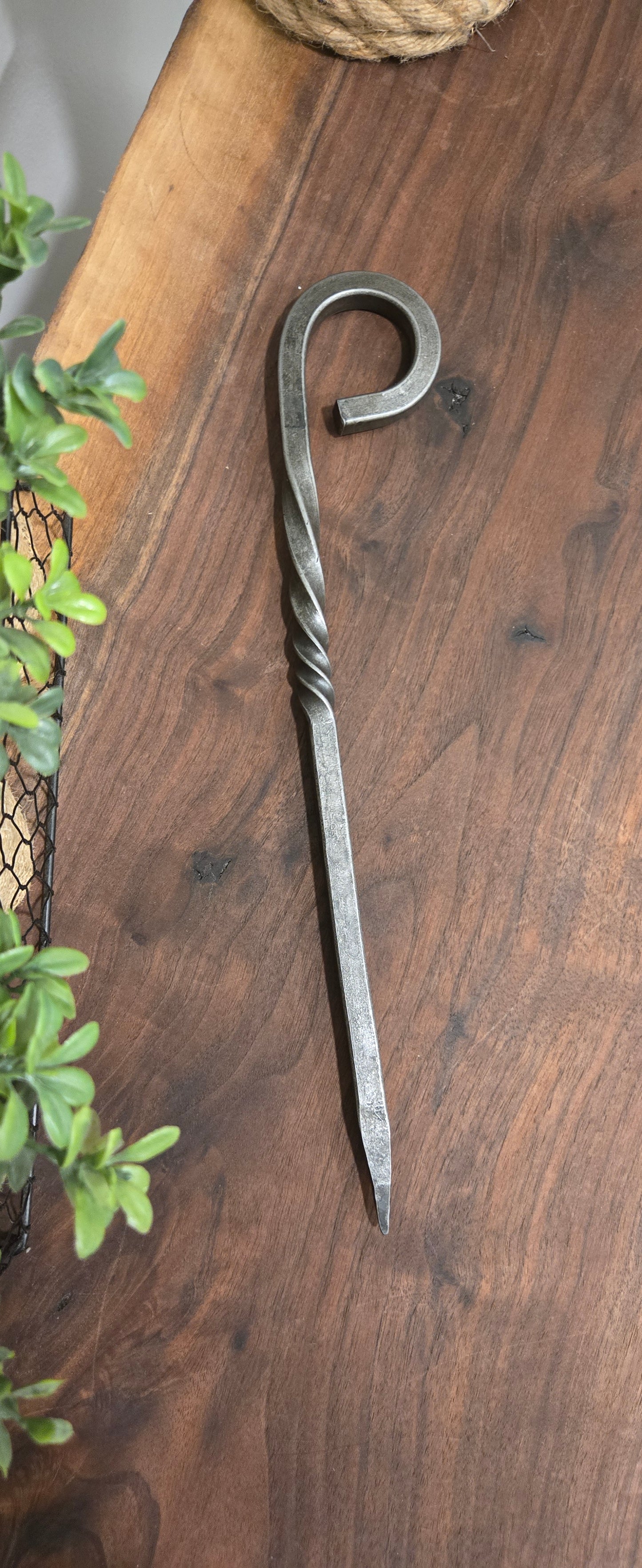 Hand Forged Tent Stake – Rustic Camping Gear | Twisted or Plain with Curled End | Durable Outdoor Stake